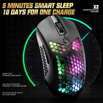 

X2 12000DPI Dual Mode Gaming Mouse 7 Keys Hollow Out RGB Light Wireless Mouse