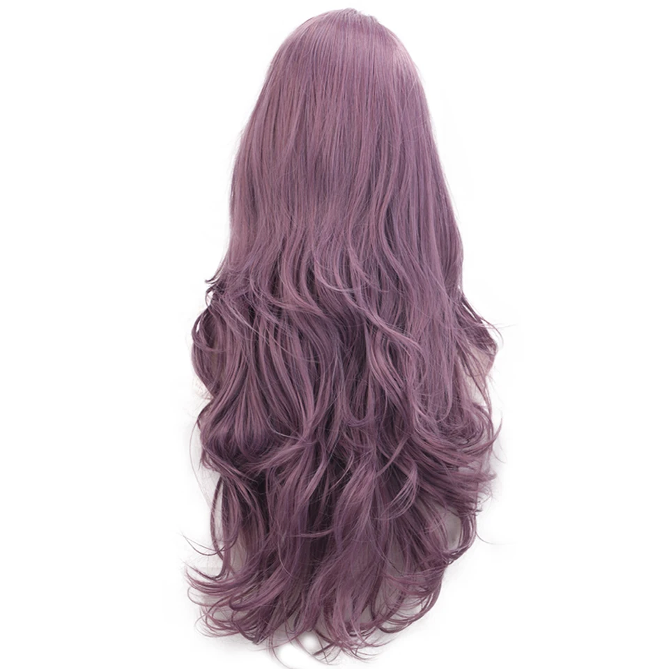 Light Purple AISI волосы черные длинные волнистые парик синтетические кружевные передние парики для черных женщин натуральная часть жаростойкого волокна парик - Цвет: Light Purple