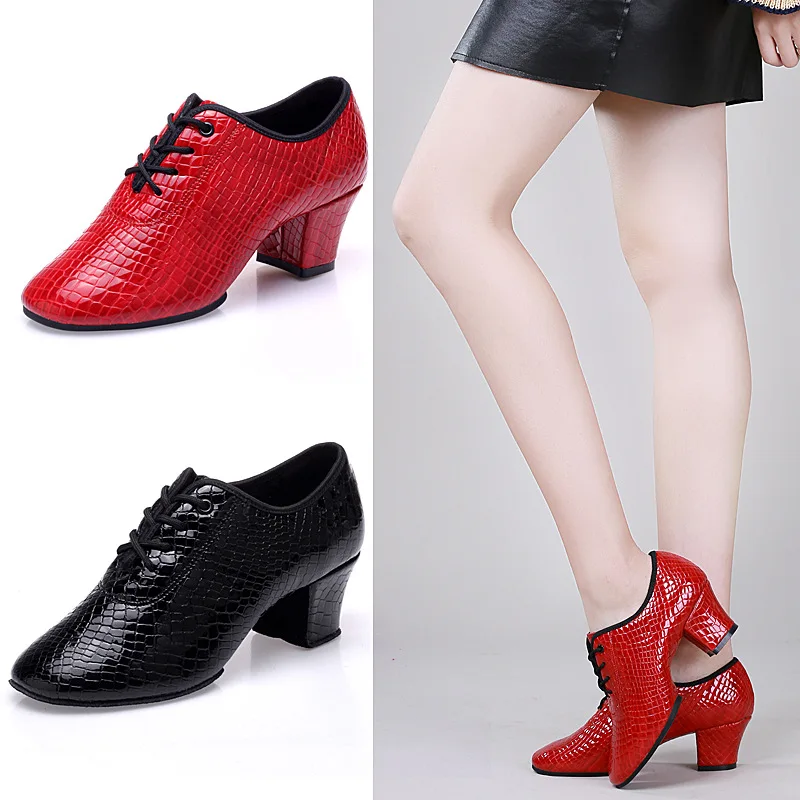 

Red Black Ladies Sailor Dancing Shoes Latin Adult Female Teacher Dance Shoes 3.5cm 5cm Ballroom Dance Shoes