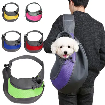 

Pet Puppy Carrier Outdoor Travel Handbag Pouch Mesh Oxford Single Shoulder Bag Sling Mesh Comfort Travel Tote Shoulder Bag #