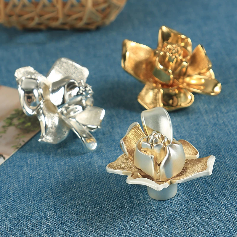 

Rose shape/Gold Round Cabinet Door Knobs and Handles Furnitures Cupboard Wardrobe Drawer Pull Silver Knobs