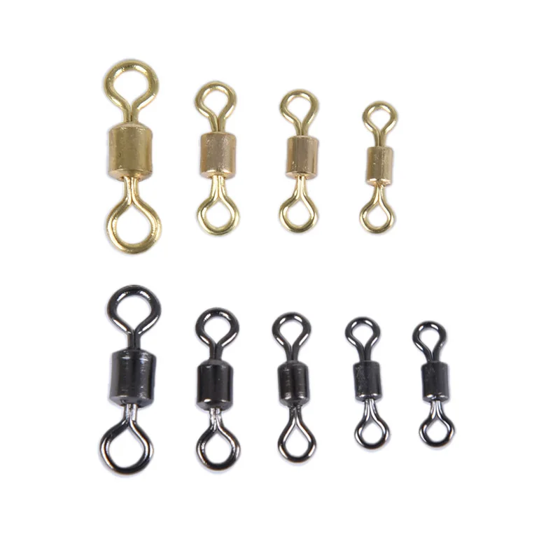100PCS Fishing Barrel Bearing Rolling Swivel Solid Ring LB Lures Connector DE