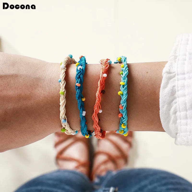 

Docona Bohemian Colorful Rope Bracelets Exquisite Bead Adjustable Bangles for Women Jewelry Drop Shipping Wholesale 8608
