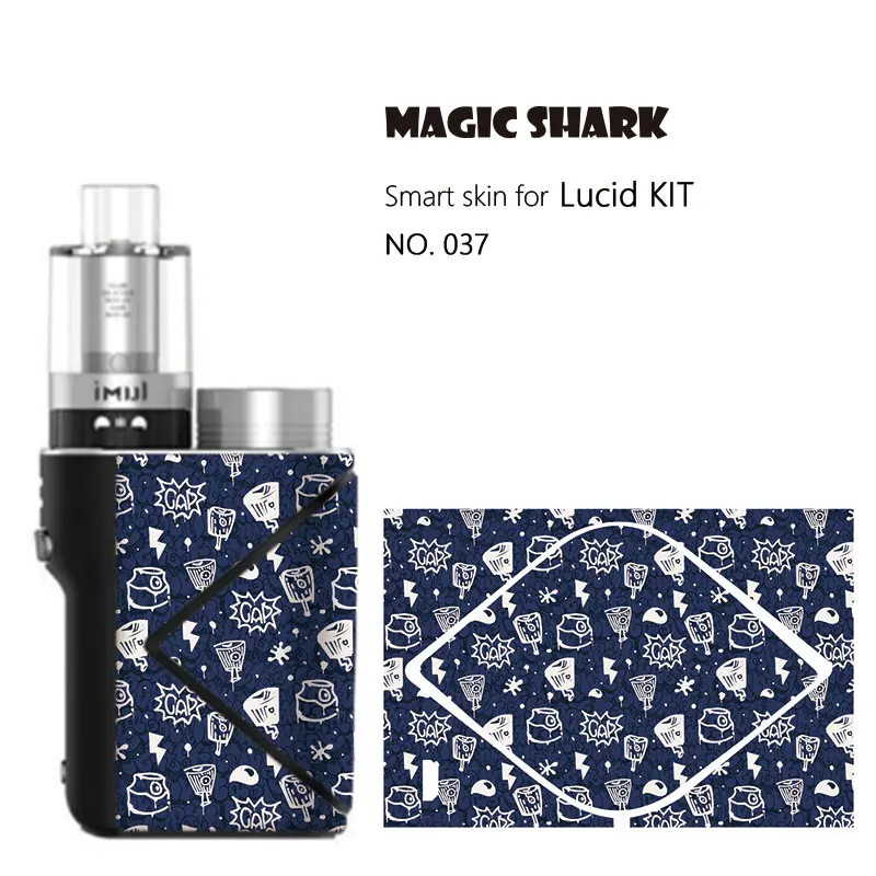 Magic Shark Cool PVC Leopard Skull Graffiti Sticker Case Vape Pod Cover Full Wrap Film Skin for Geekvape Lucid Kit No Fade