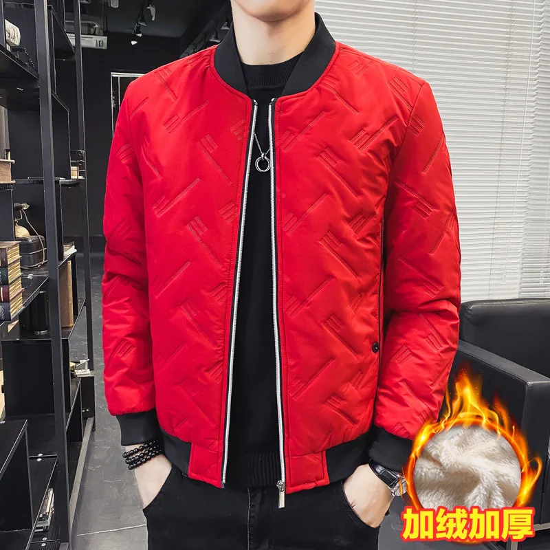 

Cotton Padded Men's New Jacket Autumn and Winter Plush Thickened Down Cotton Jacket Korean Fashion Handsome Cotton Jacket