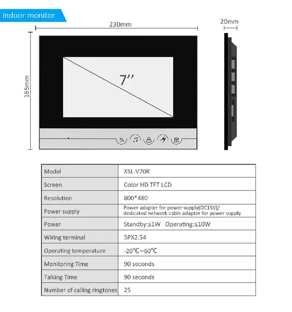 Video intercom access control system Door HD camera waterproof RFID Electric Magentic lock 7 INCH Video door Phone entry system 4