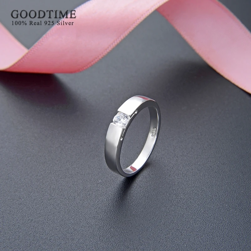 Модное обручальное кольцо из чистого серебра 925 пробы серебряные украшения цирконовые кольцо Юбилей пара колец для Для мужчин Для женщин подарок на день Святого Валентина