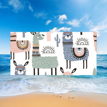 

Cute alpaca digital printing rectangular beach towel microfiber swimming pool seaside cushion bath towel Yoga mat T521
