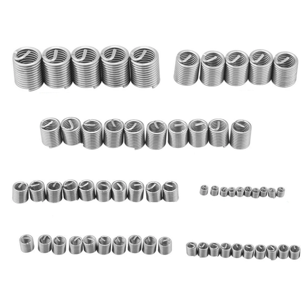 60pcs Sheath Industrial Stainless Steel Repair Tool Thread Insert Set Spiral Wire Screw Sleeve Home Fastening High Strength |