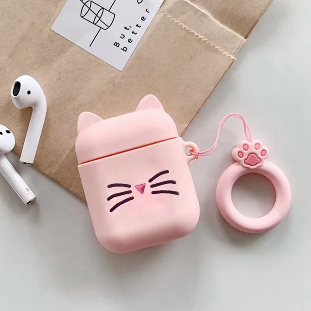 Чехол для airpods с милым котом из мультфильма, защитный чехол с милым ремешком, силиконовый чехол для air pods 2, беспроводной чехол для наушников - Цвет: 12