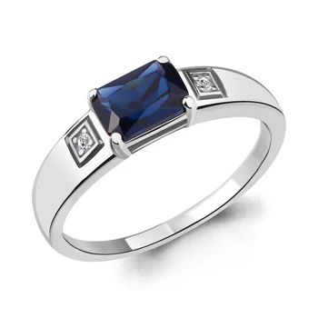 

Ring AQUAMARINE with nanosapfirom, cubic zirconia, silver 925