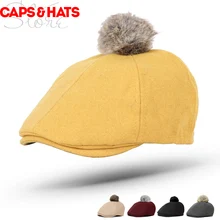 Шерстяные теплые Детские береты с помпонами, однотонные береты для девочек и мальчиков, детские зимние шапки boinas para mujer