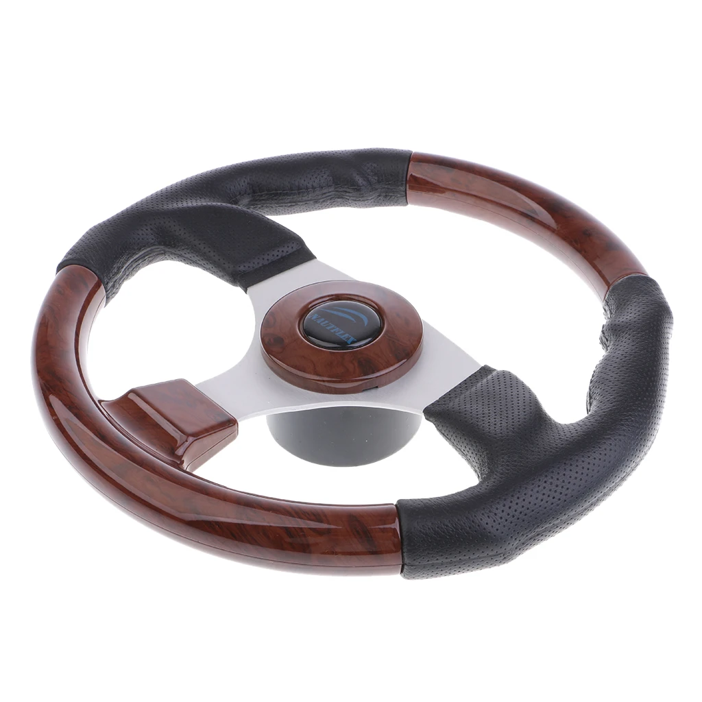 320mm 3-spoke Aluminum Marine Boat Steering Wheel with Soft Foam Grip 3/4"
