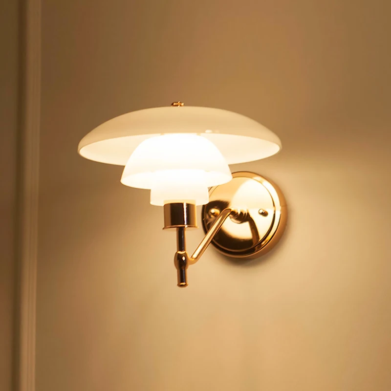 

Modern Simple White Glass Single Head Wall Lamp Danish Design Living Room L Bedroom Corridor Wall Light Decor LED Light Fixtures