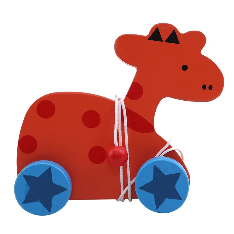 giraffe Животное зебра жираф в форме щенка трейлер Деревянный милый мультфильм животных Форма тянуть игрушка раннее образование головоломка - Цвет: giraffe