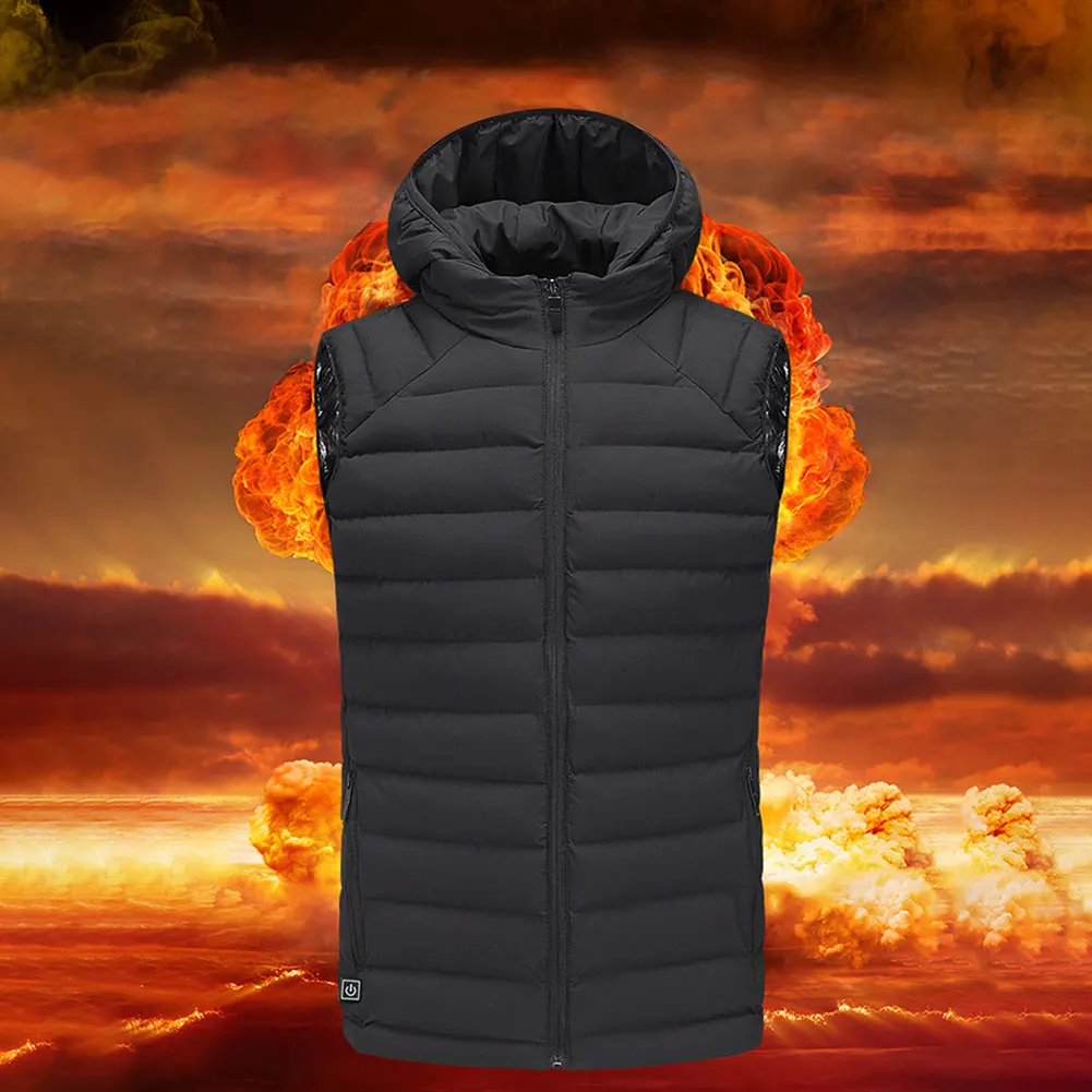 

Mens Women Heated Jackets Outdoor Vest Coat USB Electric Battery Long Sleeves Heating Hooded Jackets Warm Winter ThermalClothing