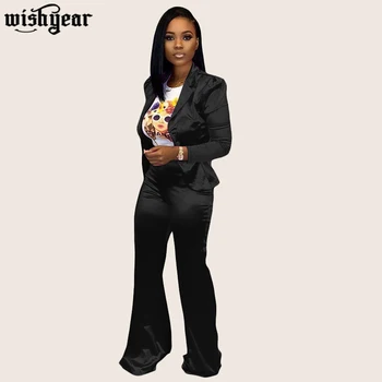 

Wishyear Solid Color Women Business Suit Long Sleeve Blazer Coat Top + Pants Office Lady Two Piece Set Fashion Uniform Wear