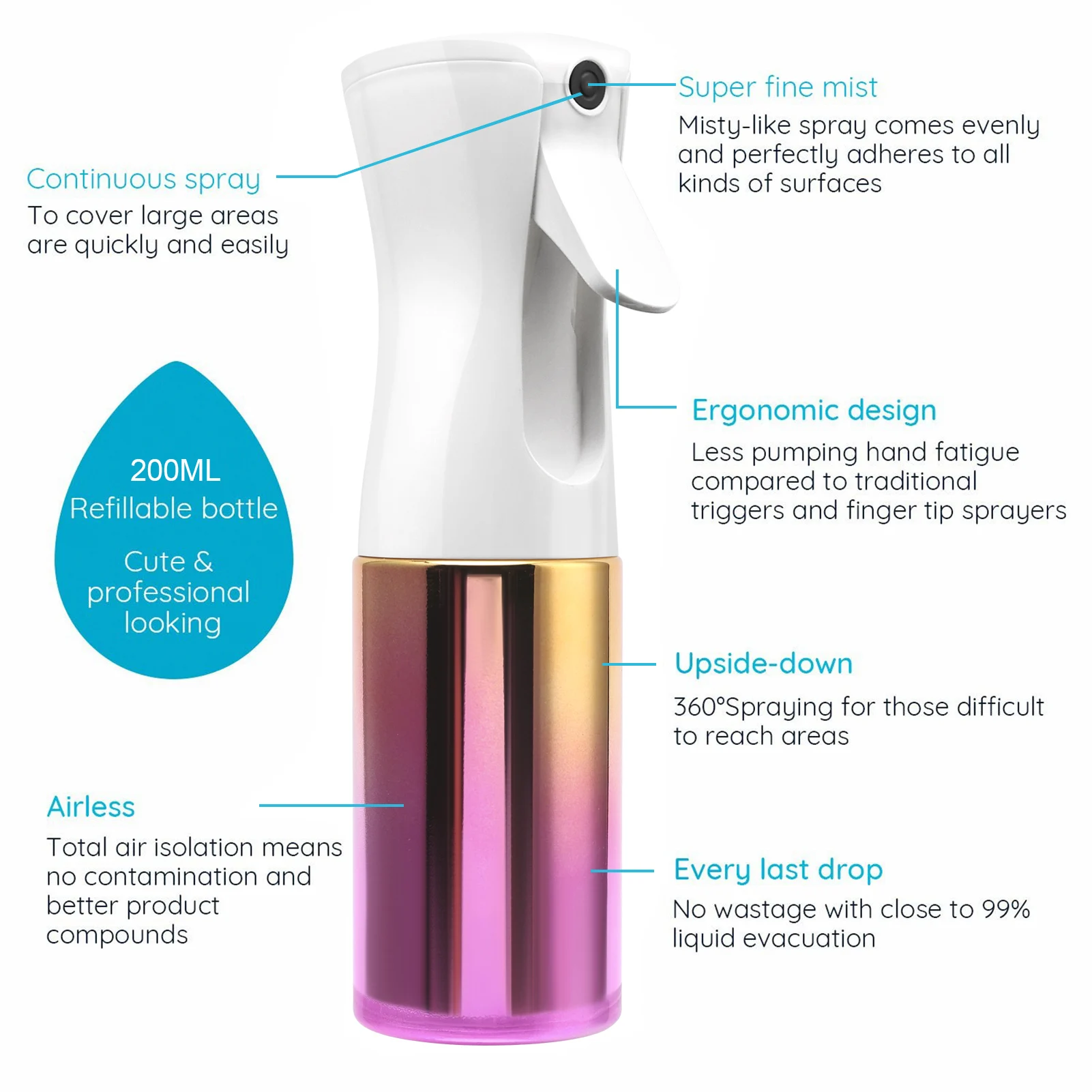 SALONBEAUTY PROFESSIONAL Misty Sprayer, Continuous Fine Mist Spray