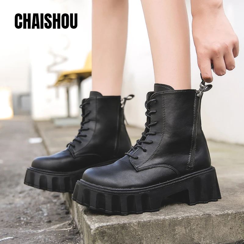 Женские ботинки Martin из искусственной кожи на шнуровке платформе с круглым носком