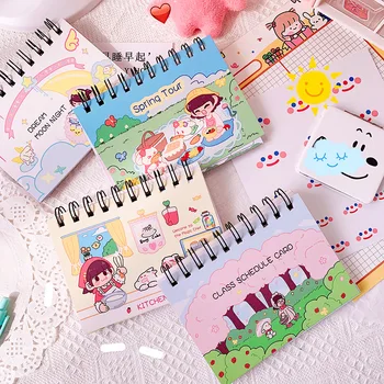 

Cute Cartoon Weeks Notebook Time Management Efficient on-to Three-Turn Coil Notebook Students Learning Assessment Notebook