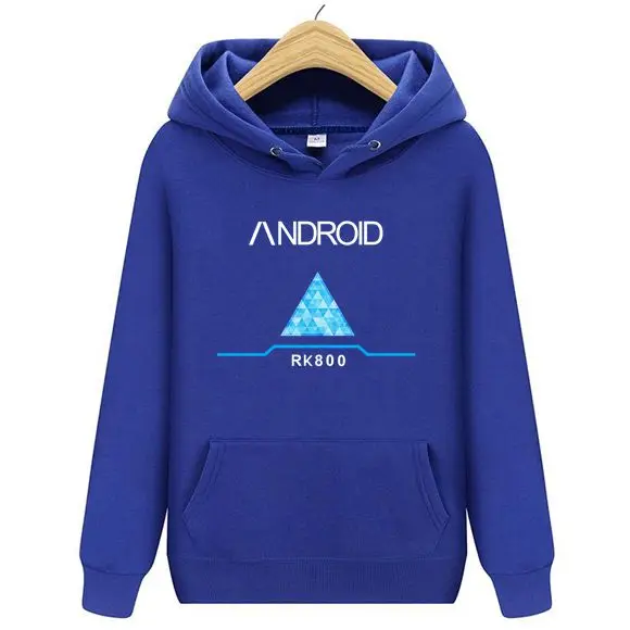 Игра Детройт: стать человеком Коннор Android RK800 мужские толстовки с капюшоном пуловеры в стиле хип-хоп косплей костюм игры мужские Толстовки Джек - Цвет: Королевский синий