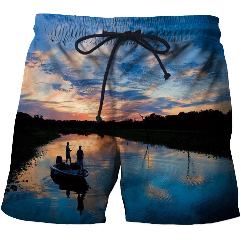 

Natural Printed Swim Shorts Board Shorts Men Quick Dry Male Bermuda Surf Swimwewar Pocket Loose Men's Casual Home Sports Pants