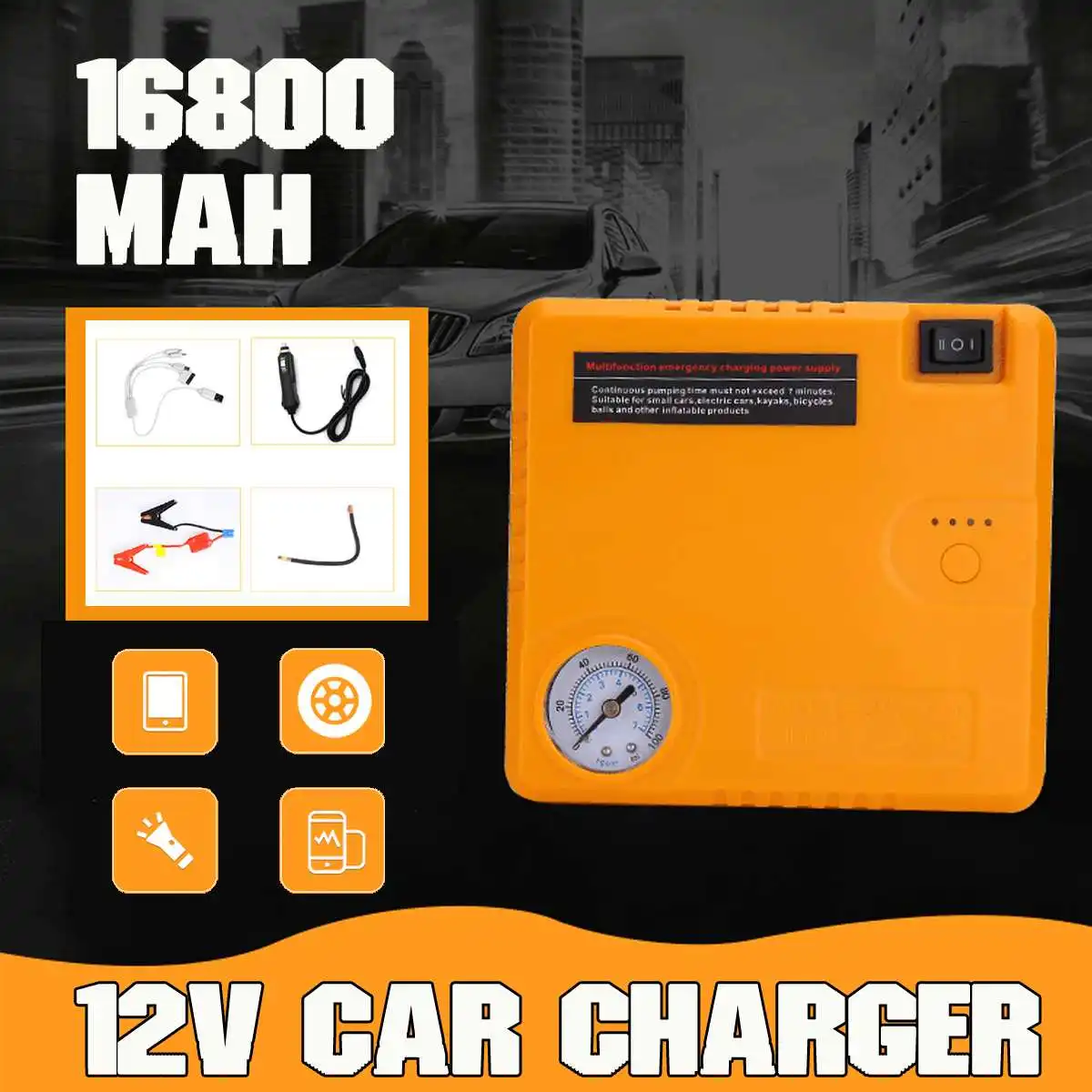 

12V 16800mAh Multi Function Car Jump Starter Battery Charger USB Power Bank Auto Car Booster Emergency Starting Device