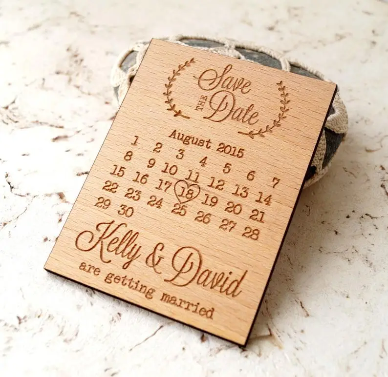 Wedding save the date, rustic wooden save the dates magnets, personalized wood save the dates