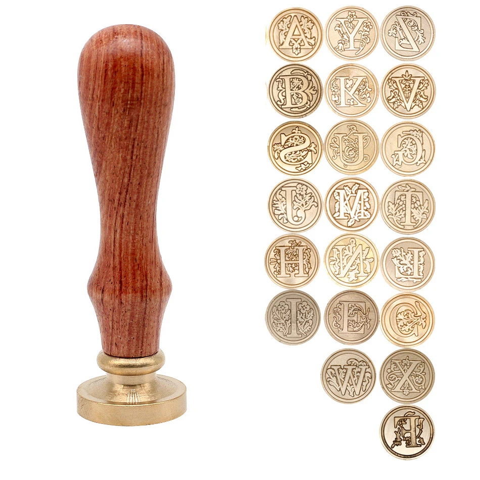 

Retro 26 Letter Envelope Sealing Wax Copper Seal Stamp Art Decorative Sealing Wax Seal Stamp Wood Handle Wedding Post Gifts