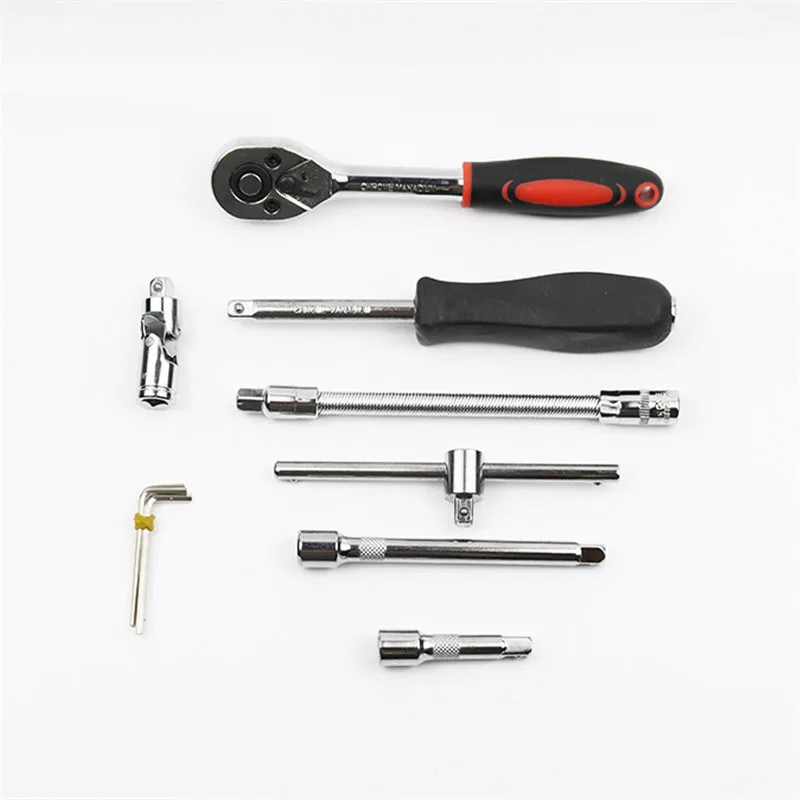 46pcs/set Carbon Steel Combination Tool Set Car Repair Tool Head Ratchet Socket Spanner Screwdriver Socket Set