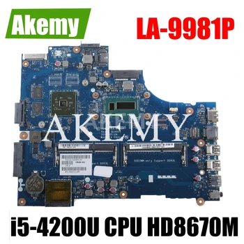 

AKEMY VBW00 LA-9981P motherboard For DELL 15R 3537 5537 Laptop motherboard i5-4200U CPU HD8670M original Test mainboard