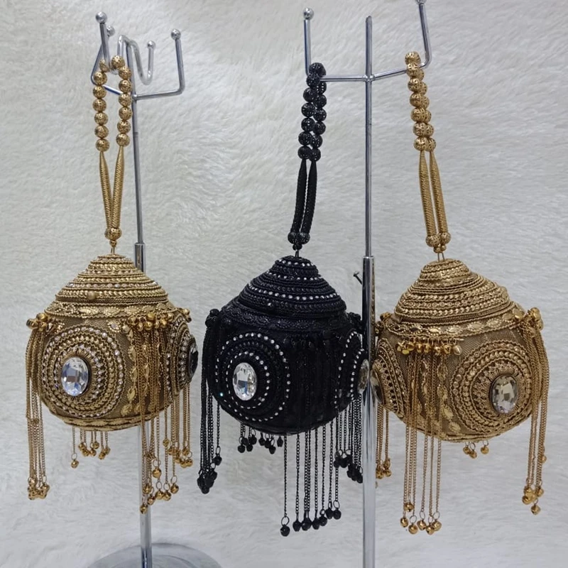 DOYUTIG Indian Women's Hand-Made Beaded Clutches Vintage Crystal Small Bell Tassel Bags For Lady Wedding Bags Evening Bags F669 6