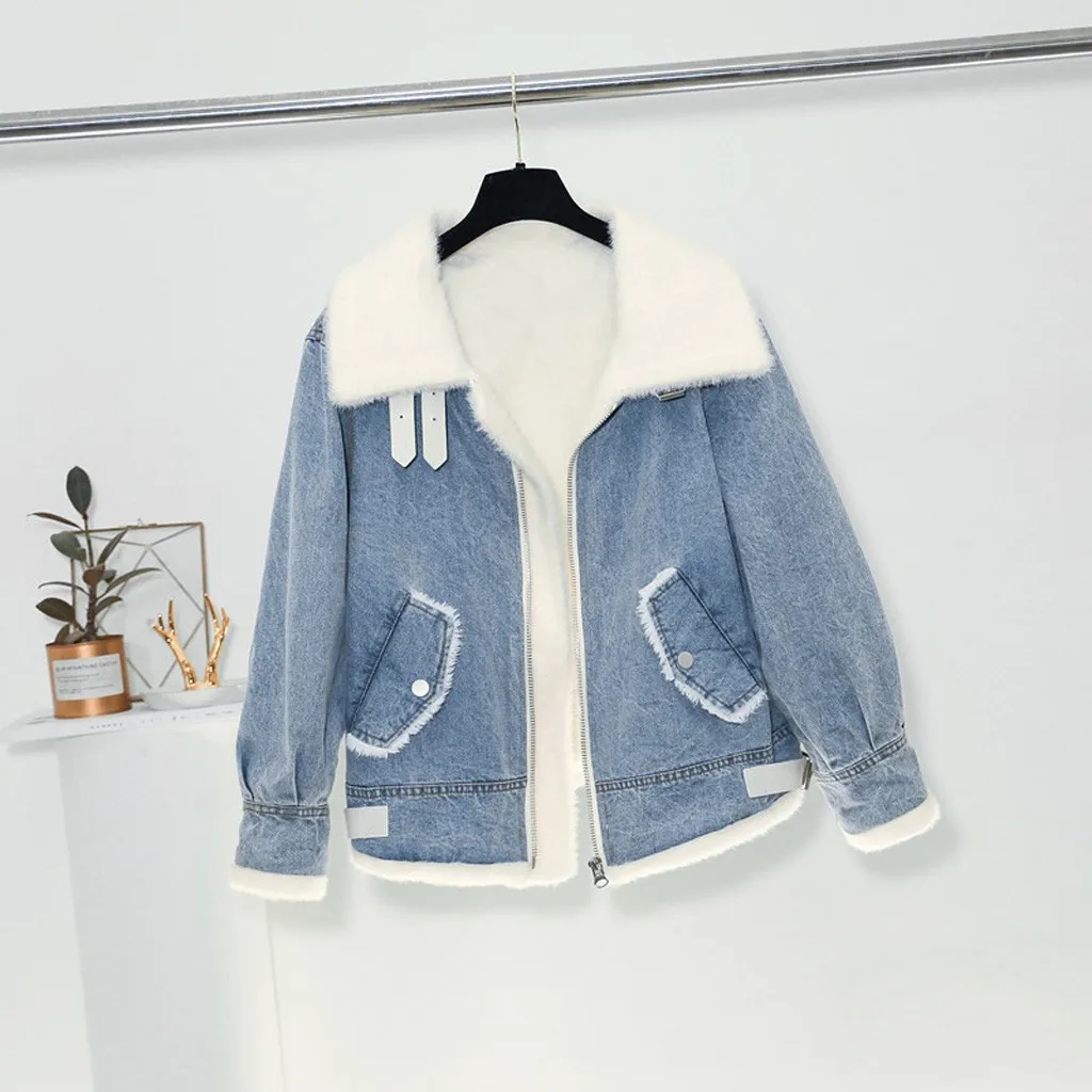 Outerwear Coats Fashion Women Winter Autume Cotton Thick Denim Jacket Windbreaker Coat Outwear Female Warm Jacket Tops M840