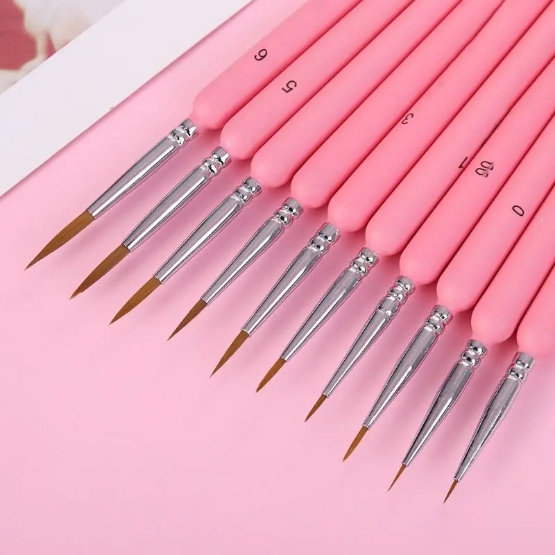 10Pcs/set Wolf Hair Hook Line Pen Fine Paint Brush Pen Set Artist Watercolor Acrylic Painting Brush Art Drawing Supplies 3