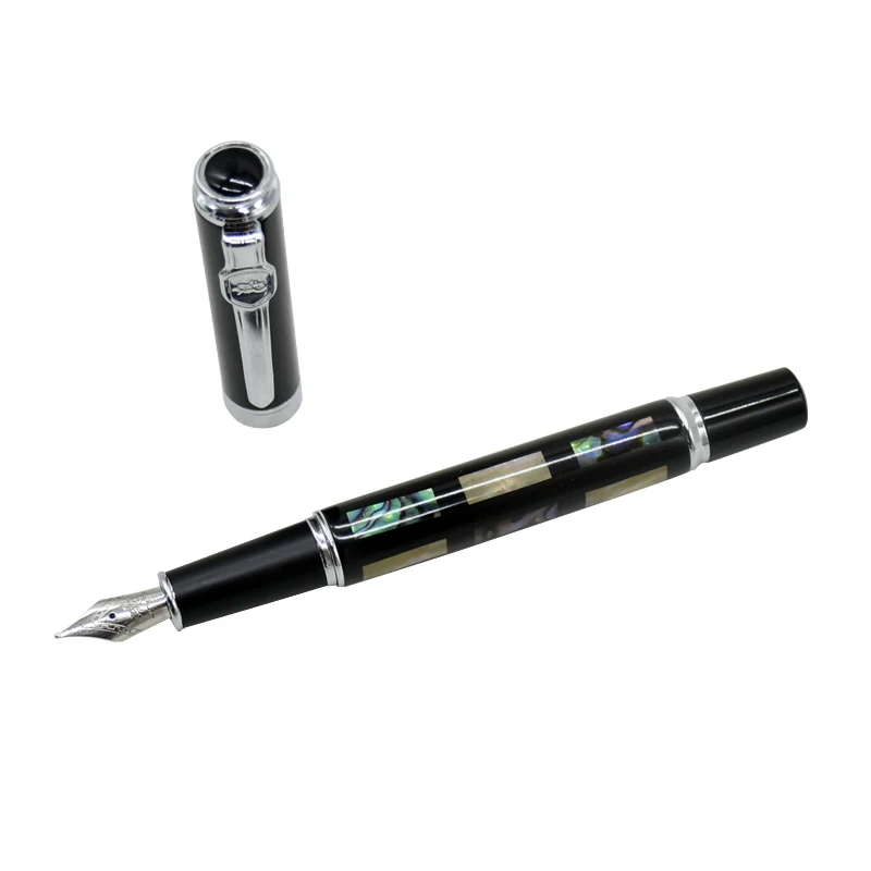 Jinhao 8802 심해 밝은 진주 쉘 만년필, 0.5mm 펜촉 금속 잉크 펜, 선물 사무용품, 학용품