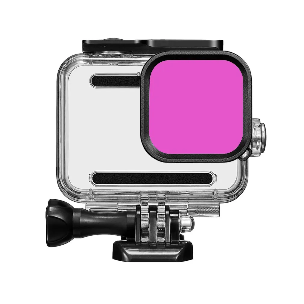 Водонепроницаемый чехол для GoPro 8, защитный чехол для дайвинга и плавания, фиолетовый, розовый, красный фильтр для экшн-камеры GoPro Hero 8