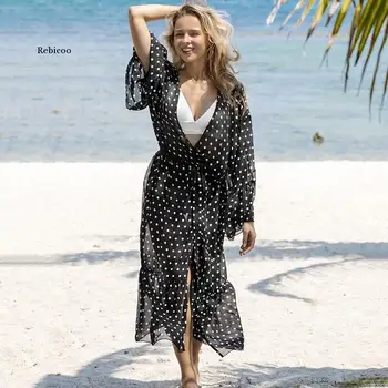 

Sexy Chiffon Beach Wear Women Cover Up Swimwear Bathing Suits Summer Long Dress Loose Solid Pareo