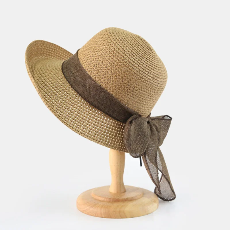 

Summer Sun Hats For Women Foldable Straw Sunbonnet Wide Brim Floppy Cloche Hat Holiday Beach Style Chapeau