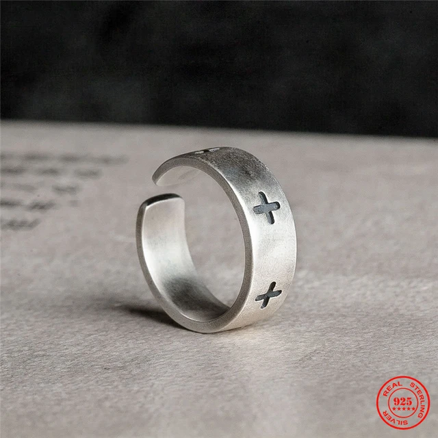 Anillo Cruz Cristiana Acero Inoxidable - Para Hombre O Mujer, Tallas 7 A 14, Color Negro O Plata