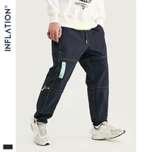 INFLATION FW Мужские штаны для бега с эффектом потертости, на завязках, с поясом, мужские спортивные штаны унисекс, нейлоновые Мужские штаны для бега 93377W