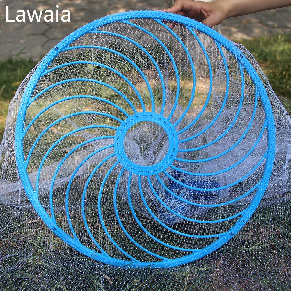 Comprar Lawaia fácil de lanzar red de pesca de red de pesca diámetro 240 cm 480 cm red de pesca de estilo americano pequeña malla al aire libre