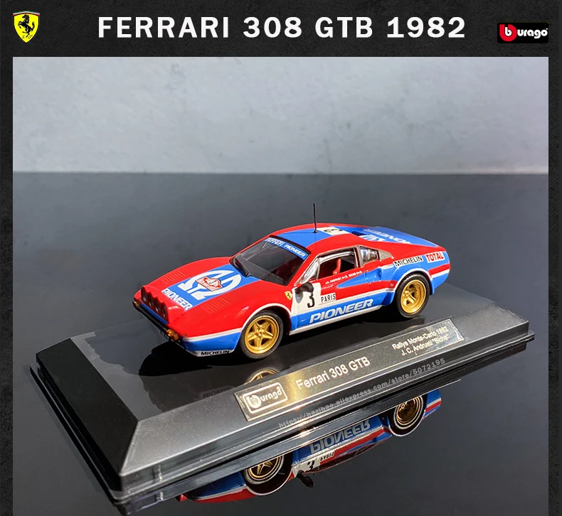 Bburago 1:43 Ferrari 250 Rossa 1959 series Acrylic Glift Box Packging car model Simulation Alloy Car Model Collect gifts toy