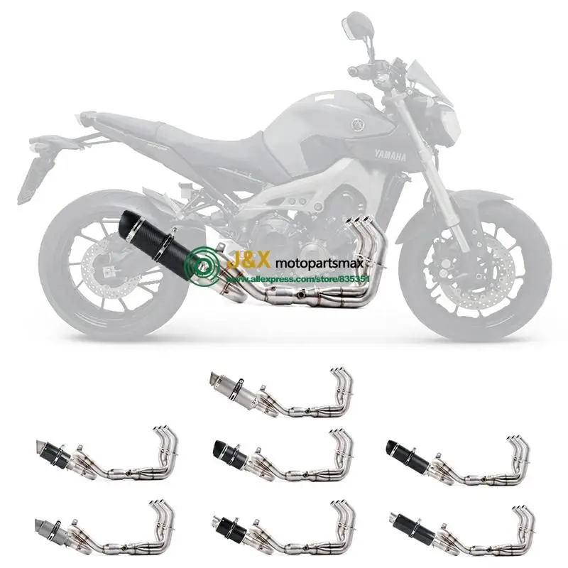 E-mark MT09 FZ09 мотоцикл Выхлопная контактная средняя труба без шнуровки полная система для yamaha FZ-09 MT-09 MT 09