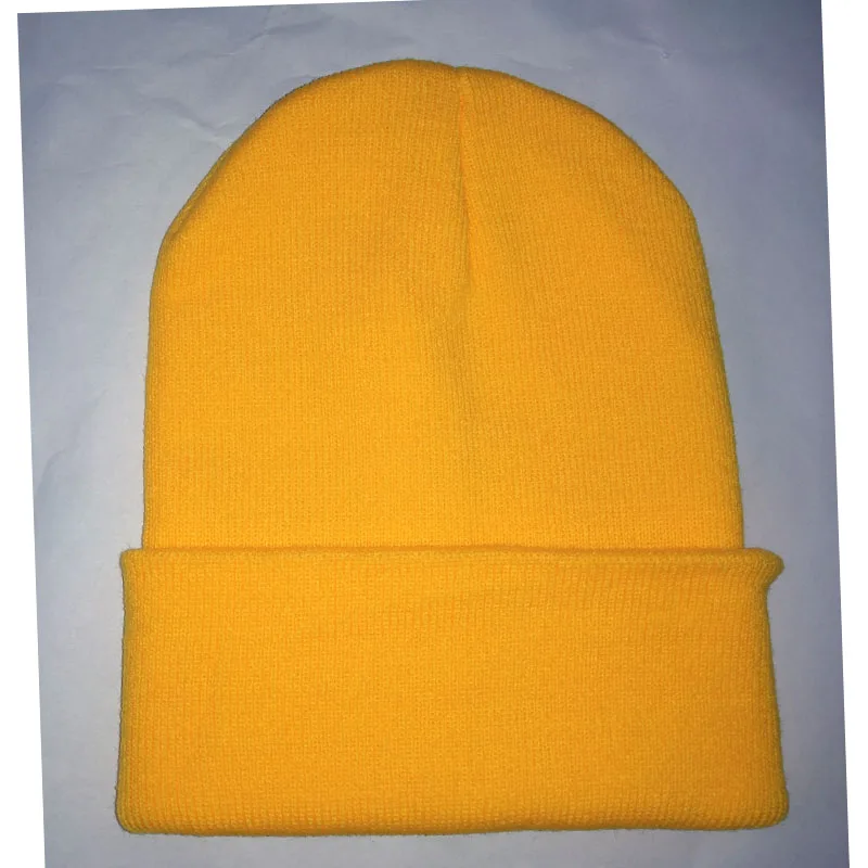 Упругие зимние теплые шапочки для взрослых с логотипом стежка и акриловыми шапочками, изготовленные на заказ буквы, одежда, шапки для взрослых, размер - Цвет: yellow