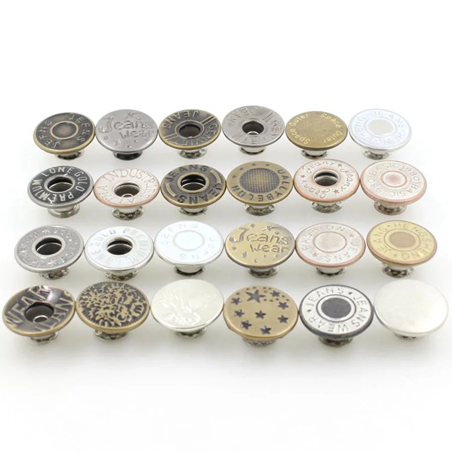 10 Pcs/lot 17mm Retro Metal Button Fashion Jeans Buttons for DIY Sewing Clothes Trousers Vintage Combined Buckle Material | Дом и сад