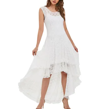 

Women Dress Women Fashion O-Neck Solid Party Sleeveless Lace Brief cosy trend Dress Women Summer