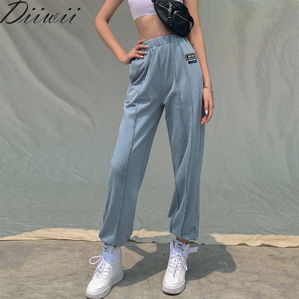 

DiiWii New Womens Pants High Waisted Ankle Street Snap Casual Pants