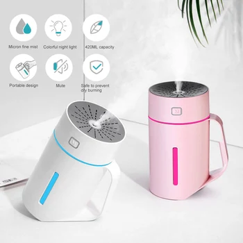 

300ML Air Humidifier Portable USB -in 500mA Lithium Battery Fast Charging Colorful LED Light Mini Aroma Diffuser for Travel