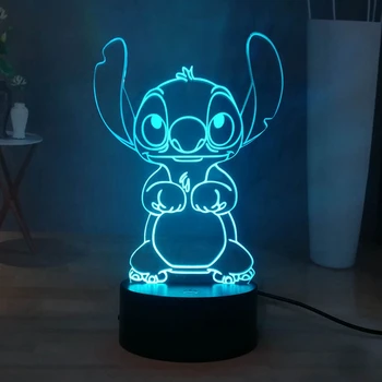 

Cute Stitch LED Night Light Cartoon Acrylic RGB Multicolor USB 3D Illusion Bedside Sleep Night Lamp