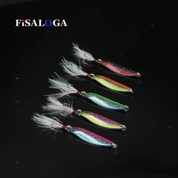 

Metal Flashed Spoon Lures 6g 8.5g 14g 16g Casting Fishing Turntables Teaspoons FiSALOGA Trout Meps Baits Gift 2 VMC Treble Hooks